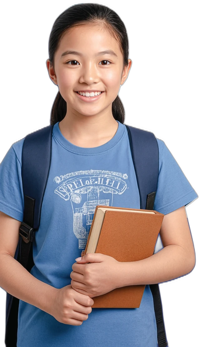 Smiling student holding a book